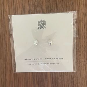 Alpha Gam Silver Plated Acorn Earrings